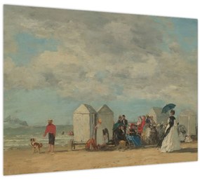 Tablou pe sticlă - Eugène Boudin, Beach Scene, reproducere (70x50 cm)