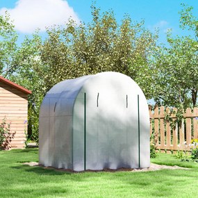Outsunny Seră Tip Tunel Walk-in cu Acoperire PE Rezistentă la UV, Uși și Ferestre cu Plasă, 1,8 x 1,8 x 2 m, Verde | Aosom Romania