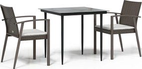 vidaXL Set mobilier de grădină cu perne, 3 piese, poliratan și oțel