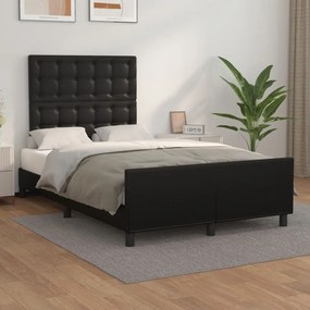 3125561 vidaXL Cadru de pat cu tăblie, negru, 120x200 cm, piele ecologică