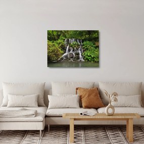 Tablou pe sticlă - Cascadă tropicală (70x50 cm)
