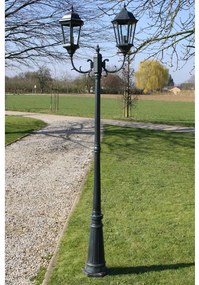 vidaXL Stâlp lampă grădină 2 brațe verde închis/negru 230 cm aluminiu