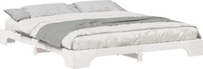 vidaXL Cadru de pat Alb 200 x 210 cm Lemn de pin masiv