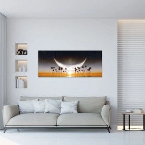 Tablou- Luna deasupra palmierilor (120x50 cm)