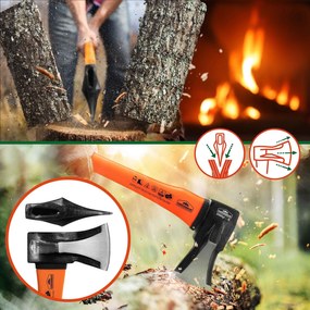 Set de topoare TOMS, topor și despicător, 2 bucăți, negru/portocaliu Gardebruk