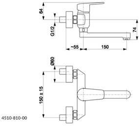 Baterie de lavoar KFA Armatura 4510-810-00 GERMAN alamă