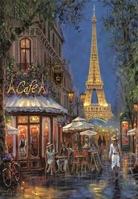 Orașe Night at Eiffel Café Puzzle Compact Paris 500 piese Clementoni