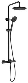 Set de duș negru mat din alamă 131 cm cu robinet termostatic cu duș suspendat/cu duș de mână Solaris – Sapho