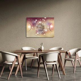 Tablou pe sticlă - Mandala cu elemente (70x50 cm)