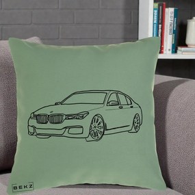 Perna Personalizata BMW Seria 7 Linie Minimalista, 40x40 cm, Verde, Husa Detasabila, Perna Inclusa, BEKZ®