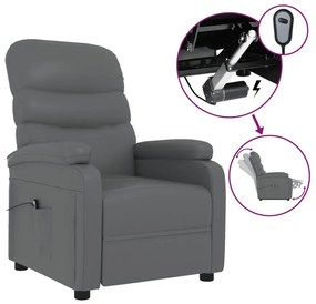 3073673 vidaXL Fotoliu rabatabil electric, gri, piele ecologică