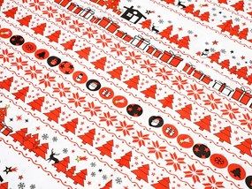 Lenjerie de pat flanel CHRISTMAS TOP rosu + cearsaf microplus SOFT 90x200 cm alb