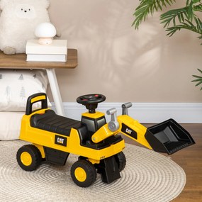 HOMCOM CAT cu Licență pentru Constructii de Condus cu Cupa Manuala, Excavator pentru Copii Mici, cu Claxon | Aosom Romania