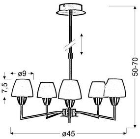 Lustră pe tijă TOGO 5xG9/40W/230V crom mat/alb