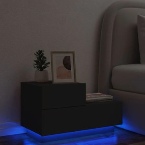 vidaXL Noptieră cu lumini LED, negru, 70x36x40,5 cm
