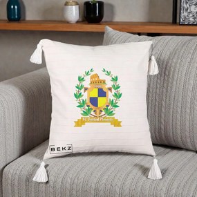Perna Personalizata FC United Ploiesti 1906 Fotbal, 40x40 cm, Bej cu Franjuri, Husa Detasabila, Perna Inclusa, BEKZ®
