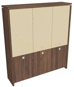 Dulap înalt Verno 188 x 46 x 210 cm, uși combinate, nuc / vanilie