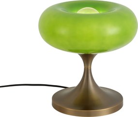 Lampă de masă retro bronz închis cu abajur din sticlă verde 31 cm - Glaze