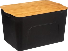 Cutie din plastic cu capac din bambus, 24 litri