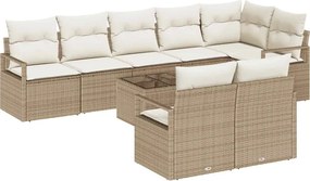 vidaXL Set de canapele pentru grădină 9 pcs Bej și crem poliratan