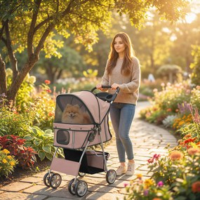 PawHut Carucior Animale Pliabil Cafeniu – 75×45×97 cm, Confort &amp; Mobilitate | Aosom Romania