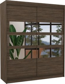 Dulap cu usi glisante si oglinda 180x215 cm, Toledo, ADRK Furniture (Culoare: Ciocolata)