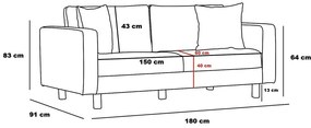 Canapea 2 locuri, Balcab Home, 825BLC2791, Lemn de fag, Crem / Aur