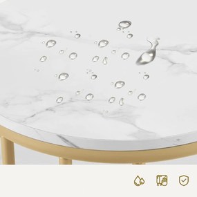 MANIAU207 - Masuta manichiura, 114 cm, masa cosmetica ovala pentru salon - Alb - Auriu