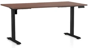 Masa inaltime reglabila OfficeTech B, 160 x 80 cm, bază neagră, nuca