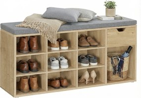 Pantofar cu bancuta cu sezut gri si sertar TAYLOR ARTISAN 104x30x48 cm, alb