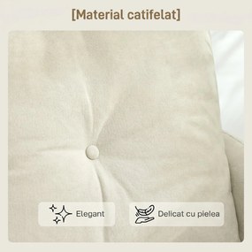 HOMCOM Canapea cu 2 Locuri din Catifea cu Spătar Matlasat și Pernă Detașabilă, Canapea Compactă Modernă cu Picioare din Metal pentru Sufragerie, 124x73x92 cm, Crem | Aosom Romania