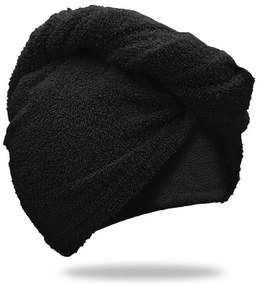 Prosop turban negru cu uscare rapida, 100% bumbac