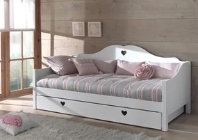 Pat AMORI pentru copii, 90x200 cm, Alb, cu Sertar Multifuncțional – Vipack