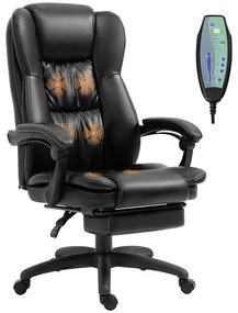 Vinsetto Scaun Birou cu Masaj, Înclinare, Piele Artificială, Negru, 68.5x68.5x119-127cm, Confort Sporit | Aosom Romania