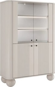 Vitrină cu patru uși Vesper 103 cm - cașmir / mânere negre / picioare rotunde