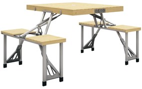 Outsunny Set Picnic Pliabil cu Masa, Scaune, Loc pentru Umbrelă, Cadru Aluminiu, Ideal pentru Camping, Terasă, Gri | Aosom Romania