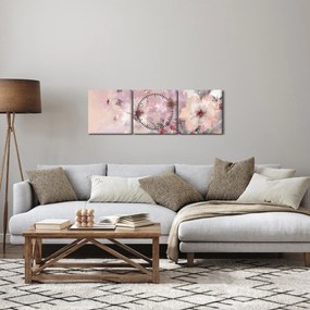Tablou - Colaj de artă cu fluturi (cu ceas) (90x30 cm)
