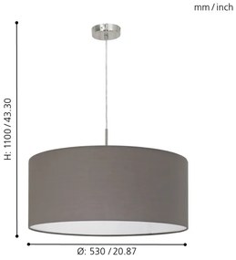 Lustră pe cablu Eglo 31578 PASTERI 1xE27/60W/230V