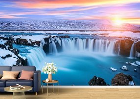 Tapet Premium Canvas - Cascada Godafoss din Islanda la apus