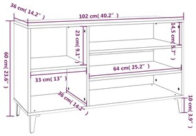 Pantofar, stejar maro, 102x36x60 cm, lemn prelucrat 1, Stejar brun