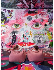 Fotoliu puf pentru copii roz cu tapițerie din catifea reiată Chair – Wigiwama