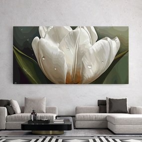 Tablou Canvas, 40x80cm, Dormitor si Living, Flori, Lalele, Pretty White Tulip