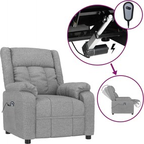 vidaXL Fotoliu rabatabil electric, gri deschis, textil