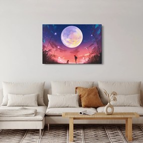 Tablou - Femeie și câine pe lună plină (90x60 cm)