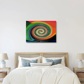 Tablou pe sticlă abstract - spirala colorata (70x50 cm)