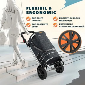 Geantă de cumpărături pe roți EASY, 50L, negru Jurhan