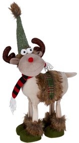 Decorațiune de Crăciun Ren cu eșarfă roșu-negru,23 x 15 x 37 cm