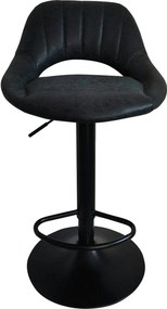 Scaun bar LORASA NEW, negru, piele intoarsa/metal, 45x45x82/102 cm