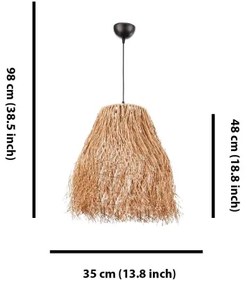 Lampă suspendată FRINGE cu cablu 1xE27/40W/230V, abajur din rafie