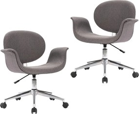 vidaXL Scaune de bucătărie pivotante, 2 buc., gri, material textil
